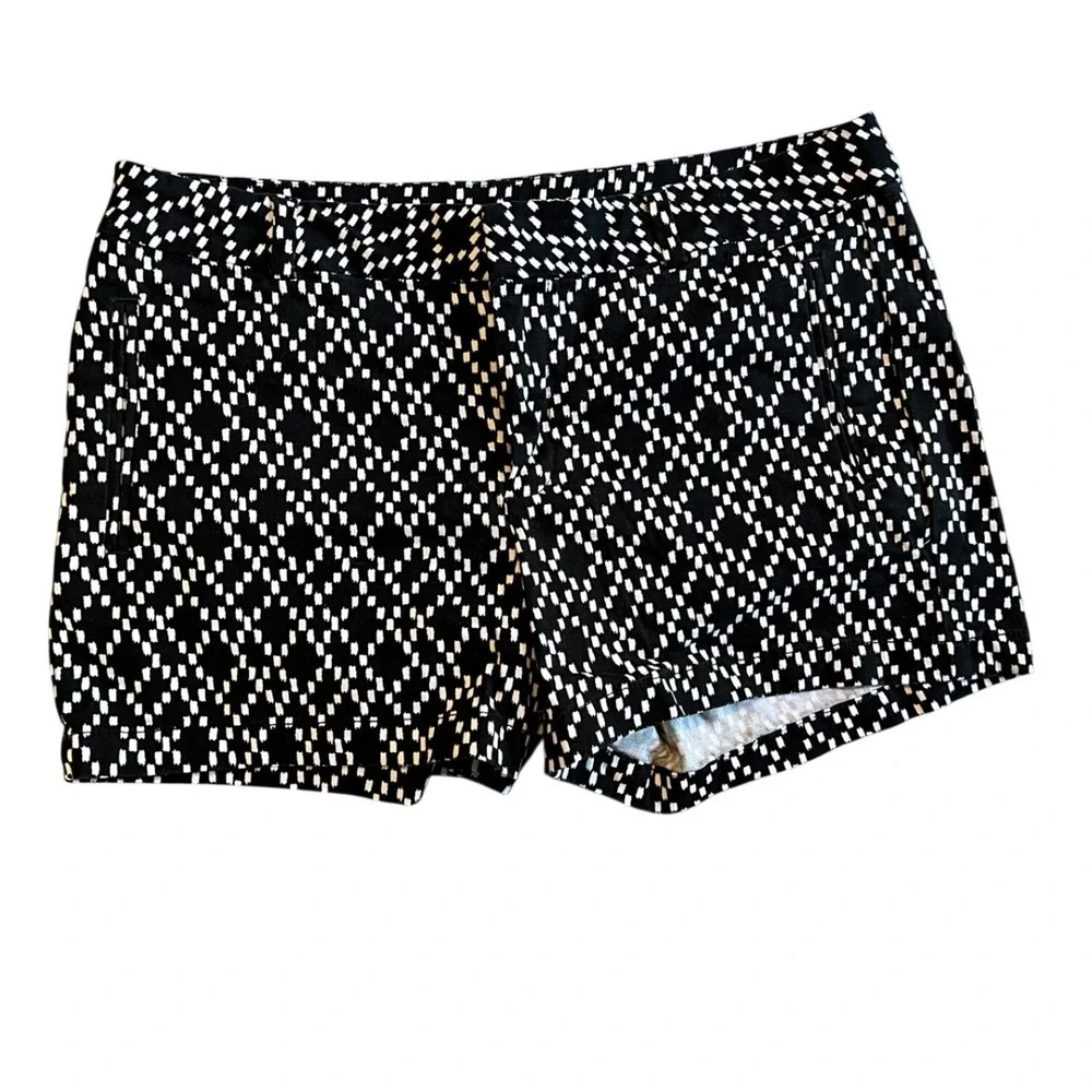 a.n.a A New Approach Womens 12 Twill Shorts Black White Geometric‎ Diamond Print